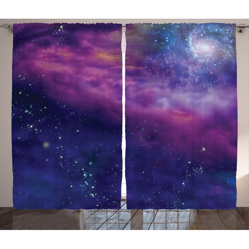 Milky Circle Décor Graphic Print Semi-Sheer Rod Pocket Curtain Panels, 54" W x 84" L