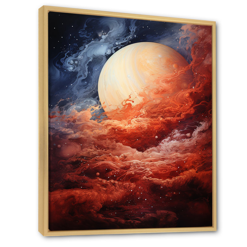 " Planet Jupiter Stormy II ", 44" H x 34" W x 1.5" D, Natural Floater Framed