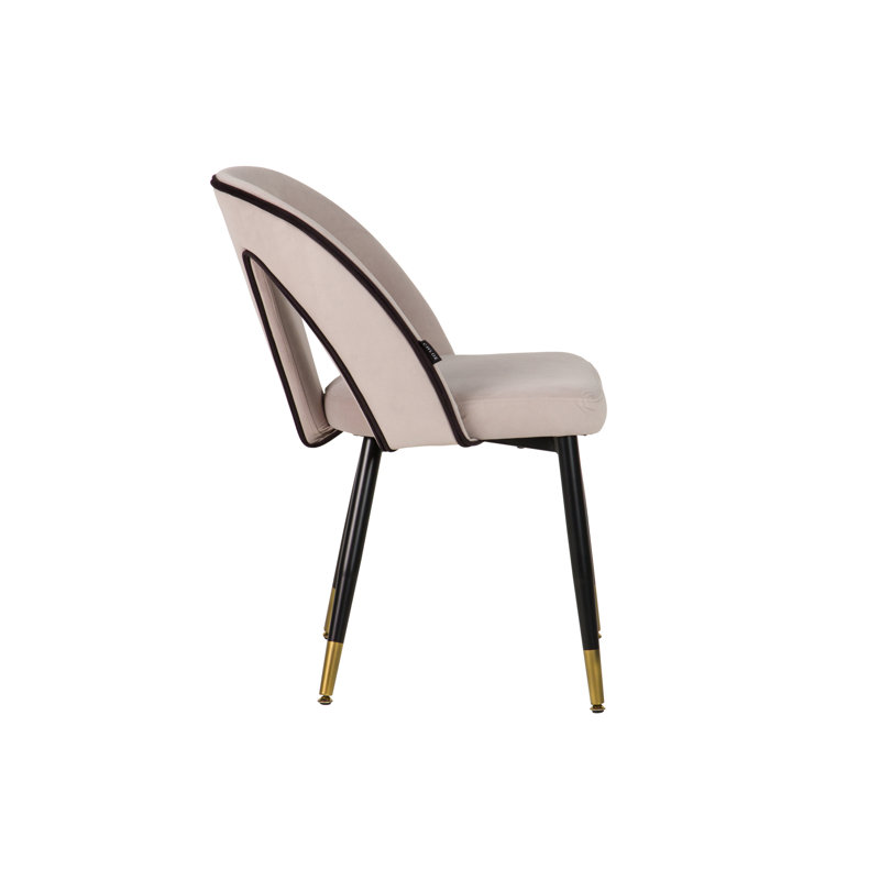 111.76cm H Velvet Upholstered Side Chair, Grey/Black