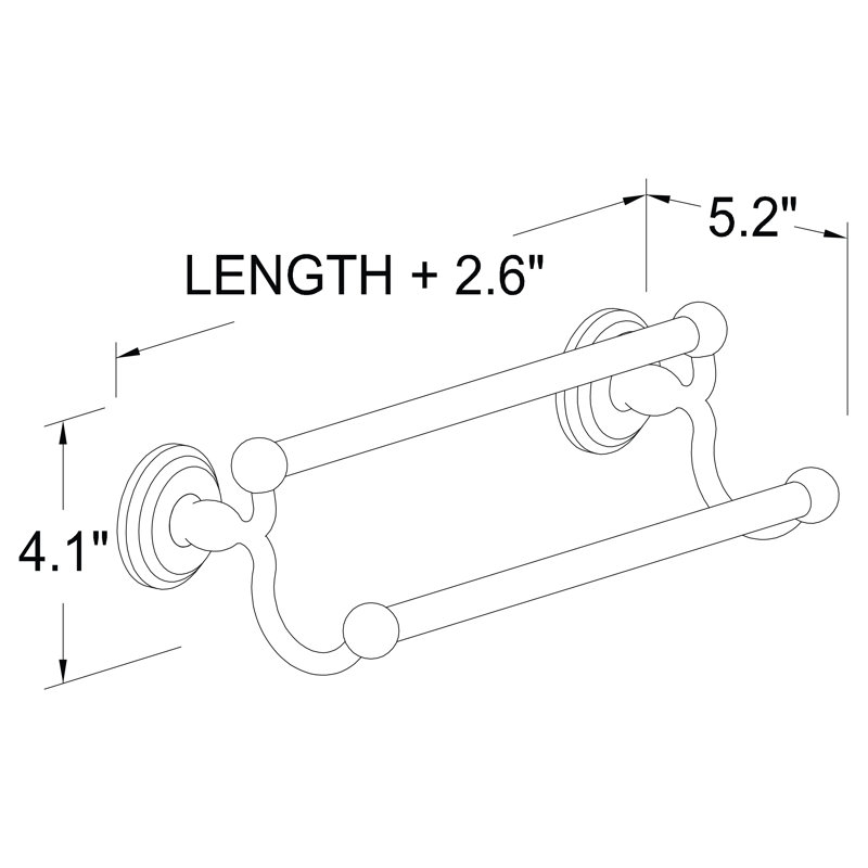Chelsea 32" Double Towel Bar, Polished Nickel, 4.05" H x 24" W x 5.25" D