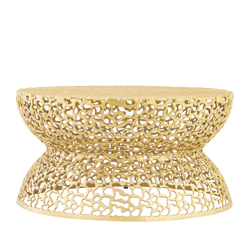 Table basse de style moderne 32 po en métal doré, Doré