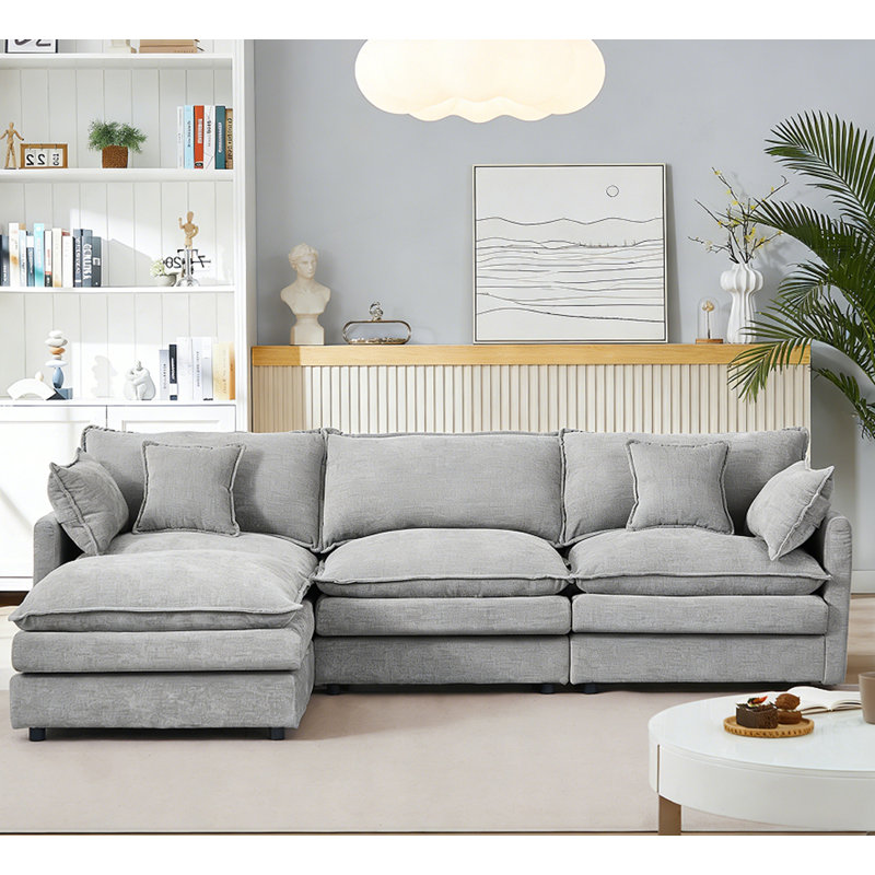 Canapé-lit 3 places confortable avec repose-pieds mobile, Gris