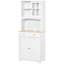 Buffet de cuisine autoportant de 67 po avec huche, garde-manger avec support à micro-ondes, tablette réglable, 2 tiroirs, armoire, blanc