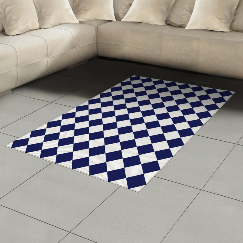 Blue High Density Long Fiber Poly Threads Decorative Area Rug Carpet, Rectangle 4' x 5'8"