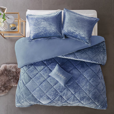 Housse de couette en velours avec coussin - Grand, aspect grand luxe bleu pervenche
