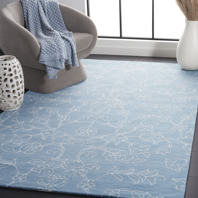 Fifth Avenue Hand Tufted New Zealand Wool Floral Rug, Rectangle 5' x 8'