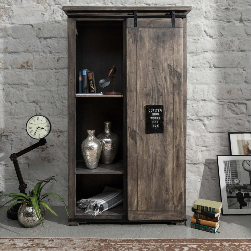 Railway 1 Door Wardrobe, Grey
