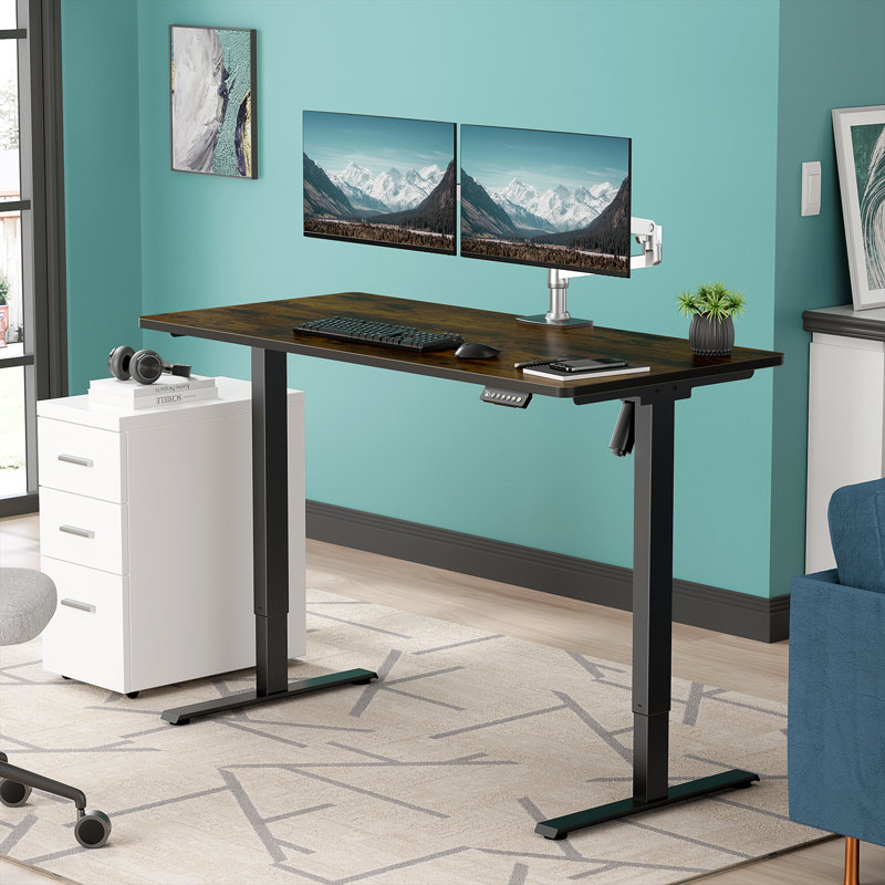  Height Adjustable Standing Desk, Brown/Black, 46.3" H x 47.3" H x 23.6" D