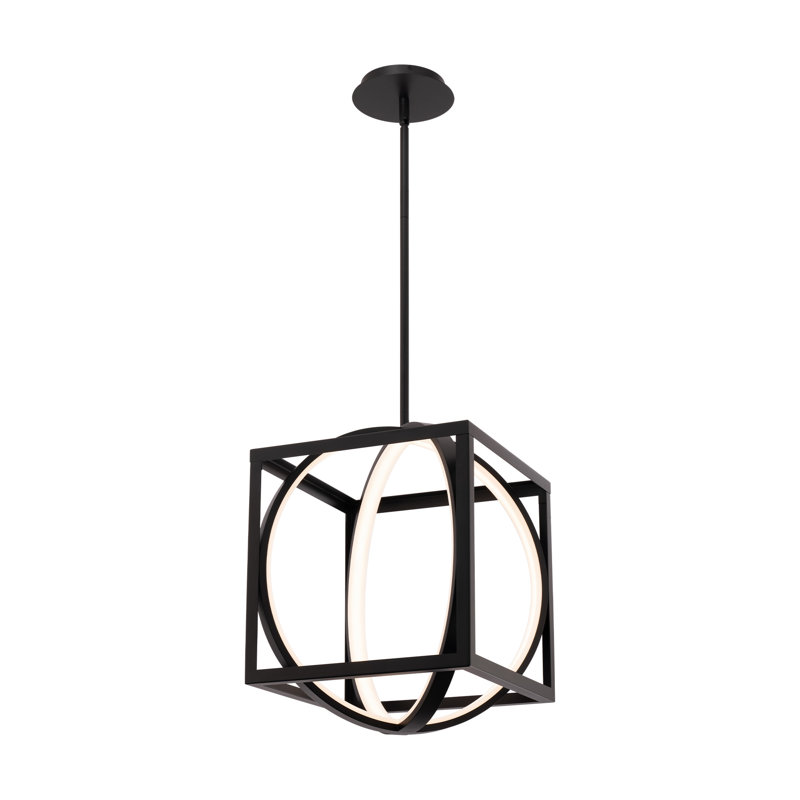 1 - Light Black LED Geometric Pendant, 17" H x 12.63" W x 12.63" D