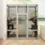 Maison pour chat d'extérieur en bois massif gris, 5 plateformes, 2 taches douillettes douillettes, protection, abri imperméable, content de sérénité