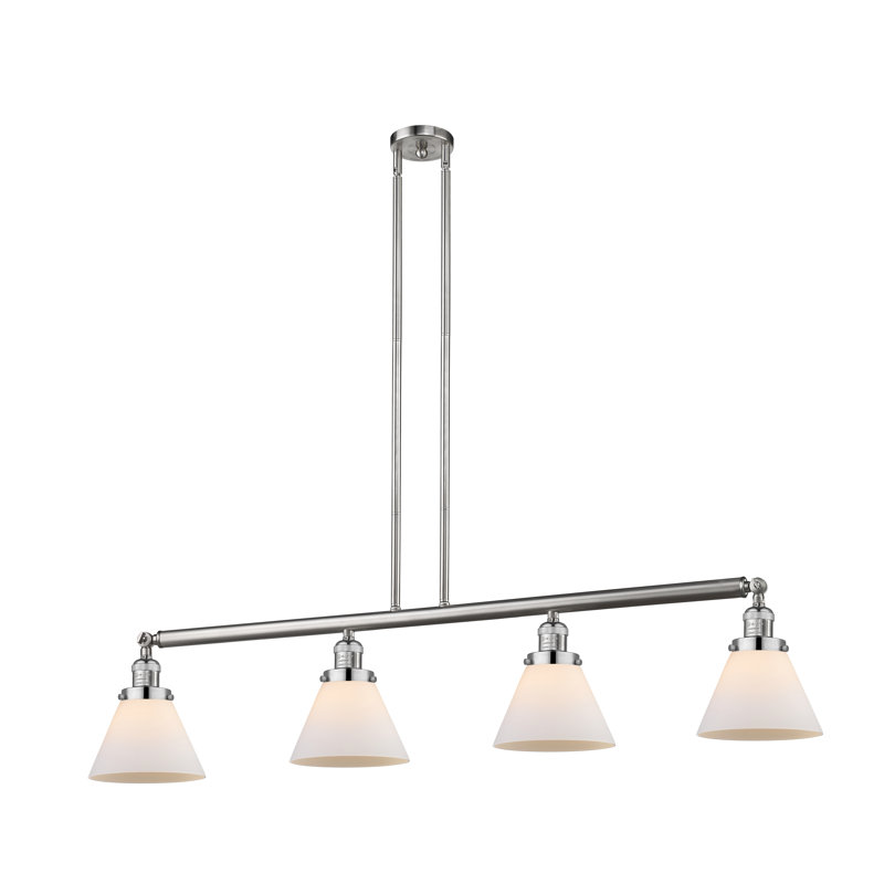 Lemieux 4 - Light Kitchen Island Pendant, Matte White, 10" H x 50.88" W x 7.75" D, Antique Brass