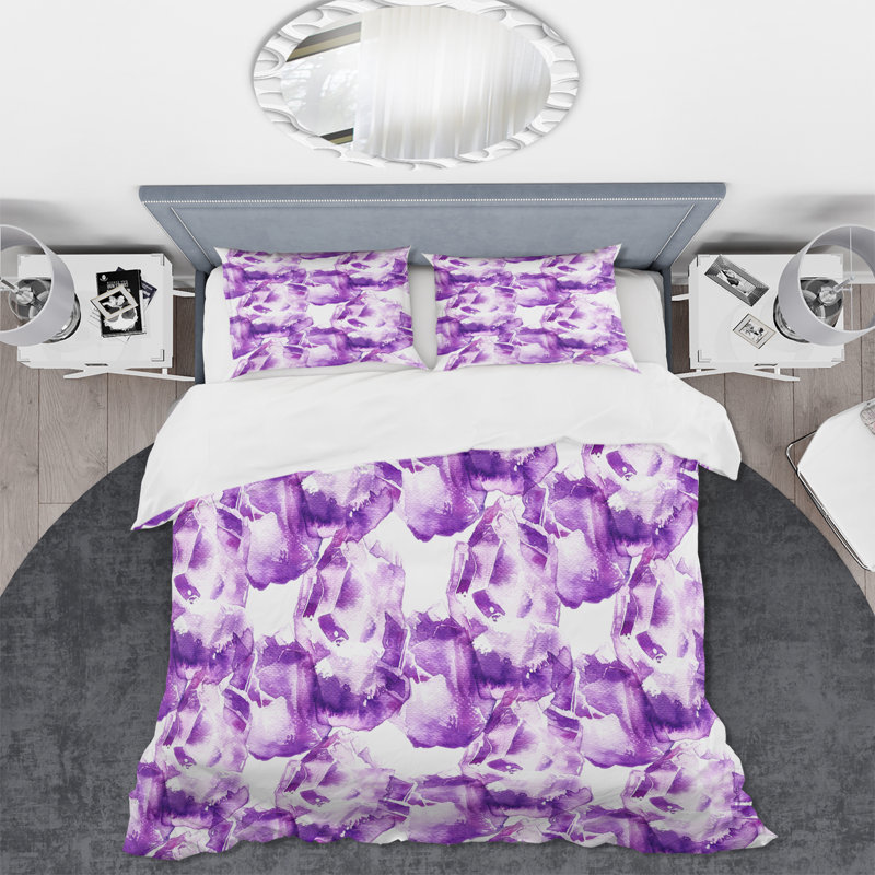 Polly-Anna Magic - cristaux mauves I - ensemble de housse de couette moderne - microfibre de polyester