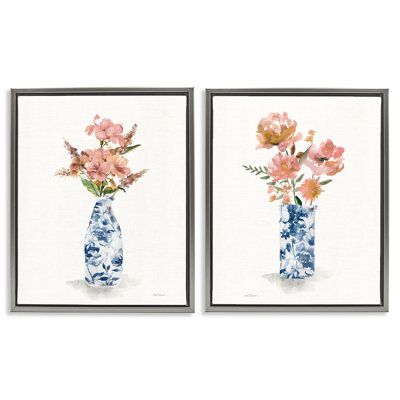 Ensemble de 2 cadres flottants chinois Bouquet rose chinois, design par Carol Robinson