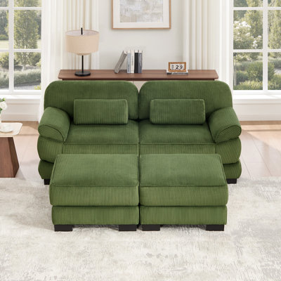 76.4" Modern Upholstered Sofa with Two Pillows Included