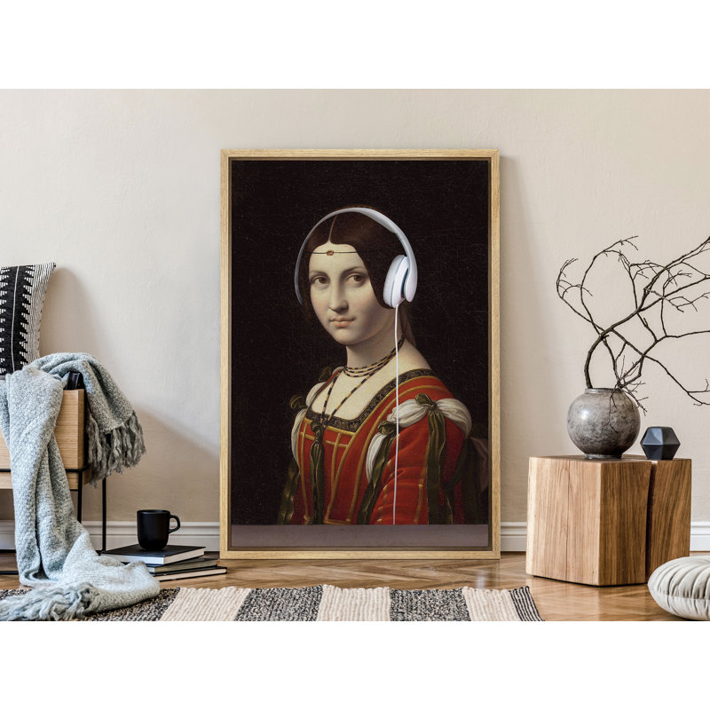 Altered Classical Portraits " Renaissance Music Headphones Classical Female Portrait Victorian Funny Fine Art Work Room Decor "