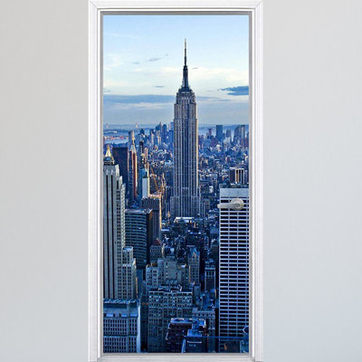 Décalcomanie de porte d’horizon en vinyle new york city manhattan cityscape