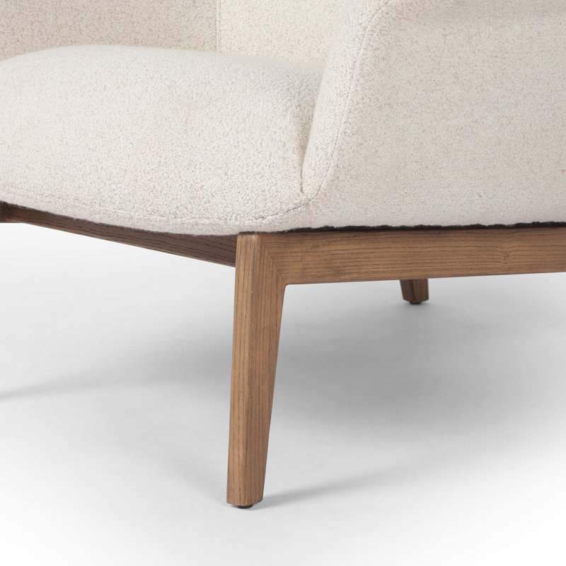 Neutral Polyester Blend Wingback Chair with Round Arms