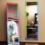 Miroir pleine grandeur avec miroir de plancher à lumière DEL RVB mural, blanc-424566516