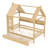 Full Size Solid Wood House Platform Bed for Kids with Storage Drawers, Window and Shelves, Natural-484103443
