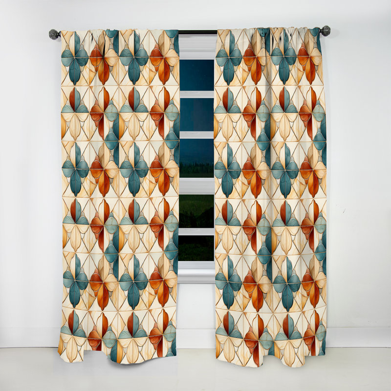 Harmonie de carreaux damassés Earth Tones - rideau en velours bohémien - obscurcissant - 1 panneau, L 52 po x L 108 po