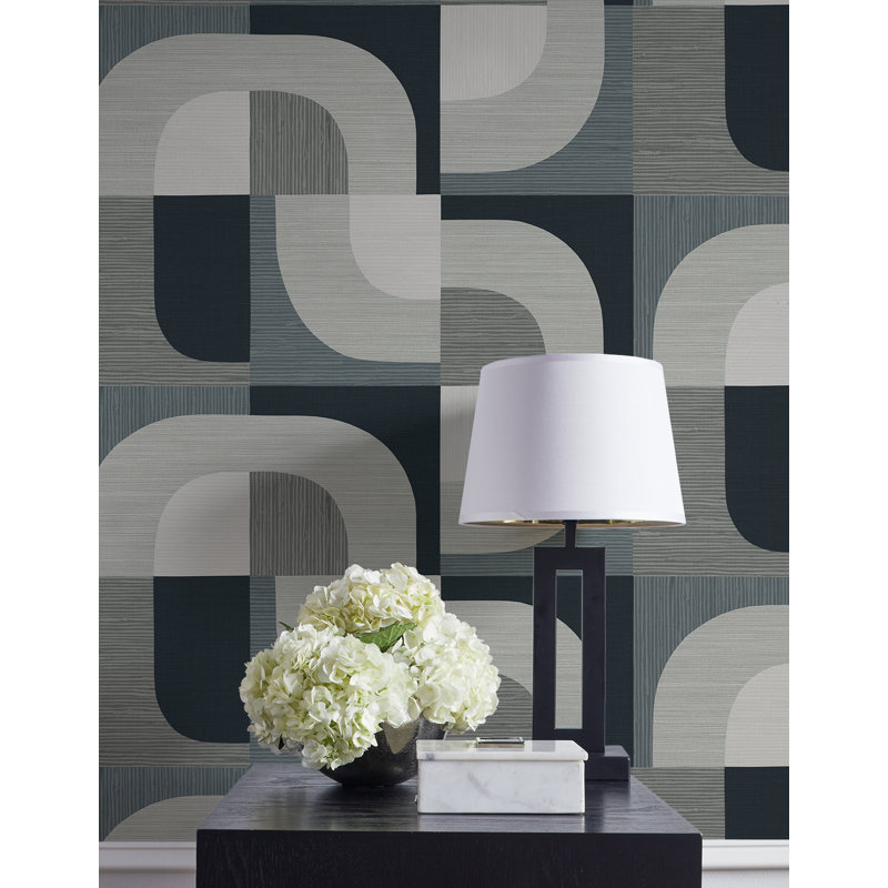 Papier peint Ivy Bronx Designs Tampere, Bleu/gris