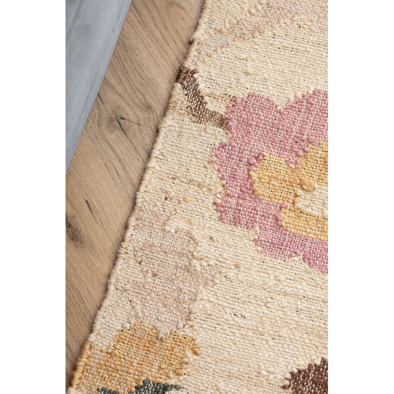 Floral Jute / Sisal Hand Woven Area Rug, Rectangle 80 x 150 cm