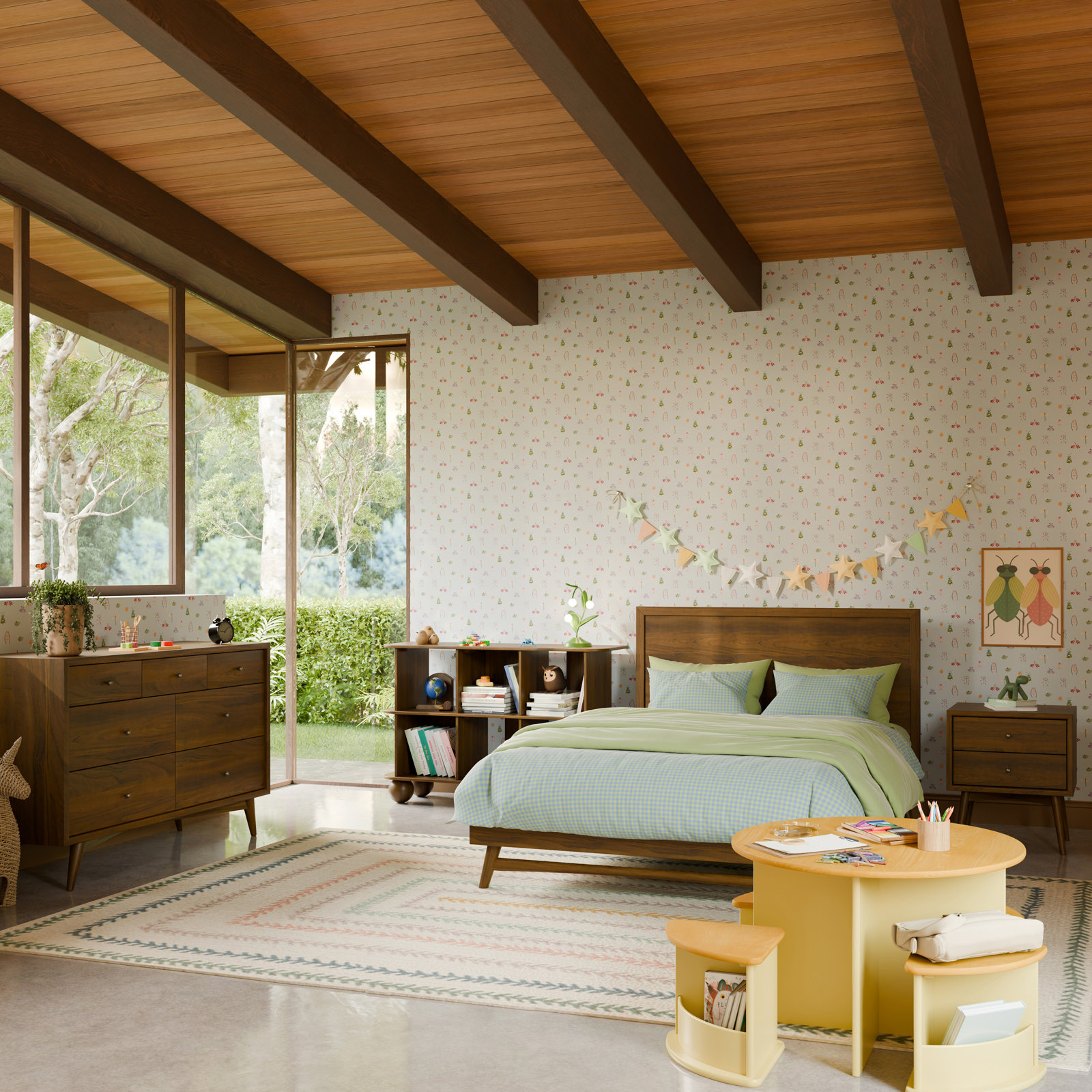 Palma Platform Bed, Full, Natural Walnut
