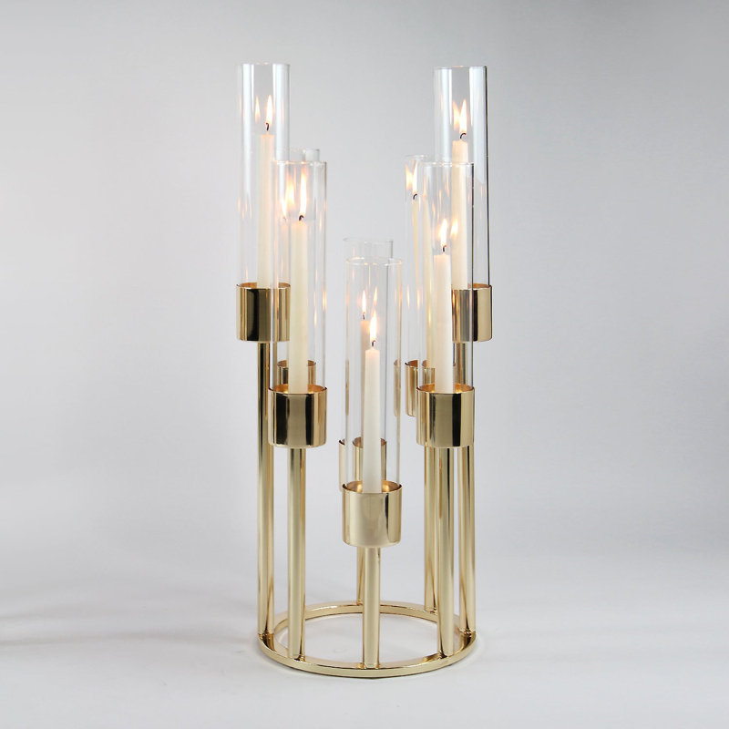 Aura Octet Tabletop Candelabra, Gold