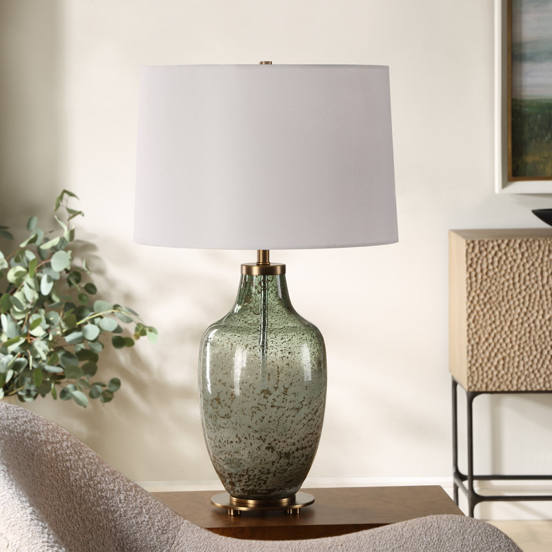 Latitude Run® Lemp Olive Glass Table Lamp
