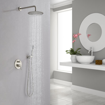 Système de douche complet avec valve brute et pomme de douche ronde 10 pouces