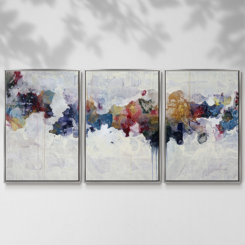 Odd Water - Toile encadrée multi-pièces, Argent, H 24 po x l 48 po x P 2 po
