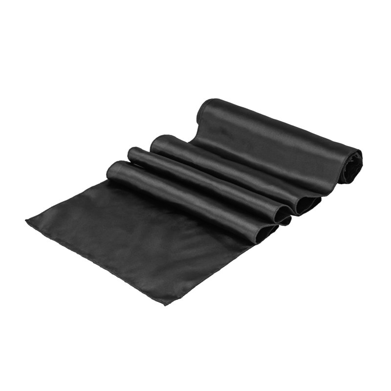 Chemin de table de 12 pi x 108 po Tek, 10 couloirs de satin satinés lavables à la machine, décoratifs, en polyester noir, pour les mariages et les événements