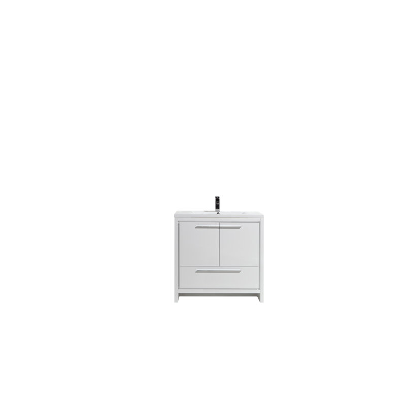 35.25'' Single Bathroom Vanity Base Only, High Gloss White