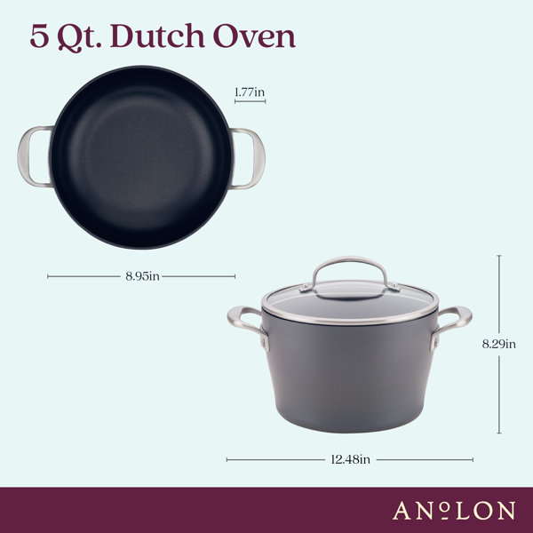 Anolon Allure Hard Anodized Aluminum Dutch Oven, 5 Quart, Dark