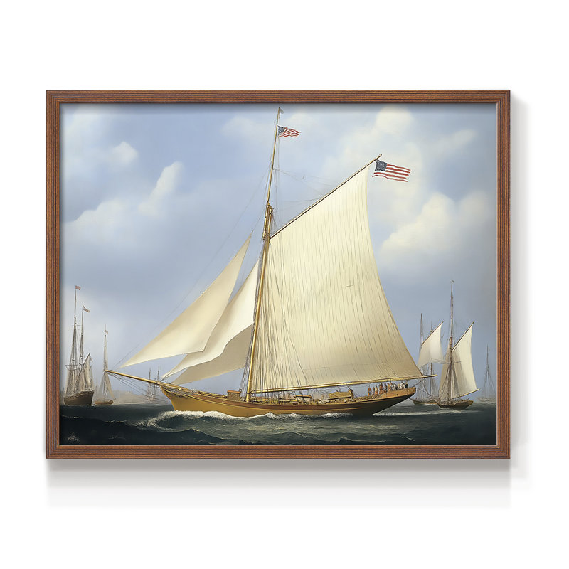 Nautical Series-C - Reproduction encadrée - Restickable, Noyer, H 11 po x l 14 po