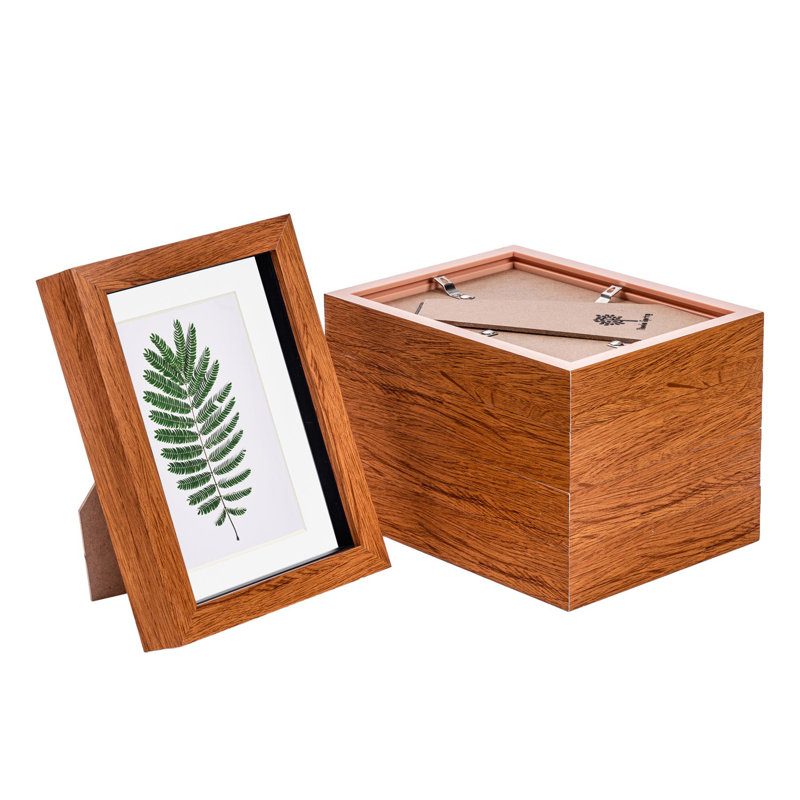 Nicola Spring - 3D Box Photo Frames - 5 x 7" with 4 x 6" Mount, Dark Wood/White