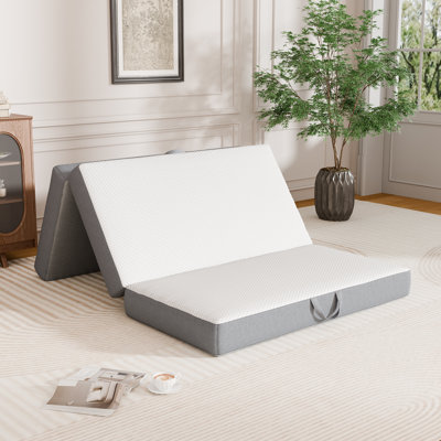 Tri Folding Mattress, 6 Inch Memory Foam Mattress with Breathable & Washable Cover, Foldable Floor Mattress Guest Bed for Home, Camping, Road Trip