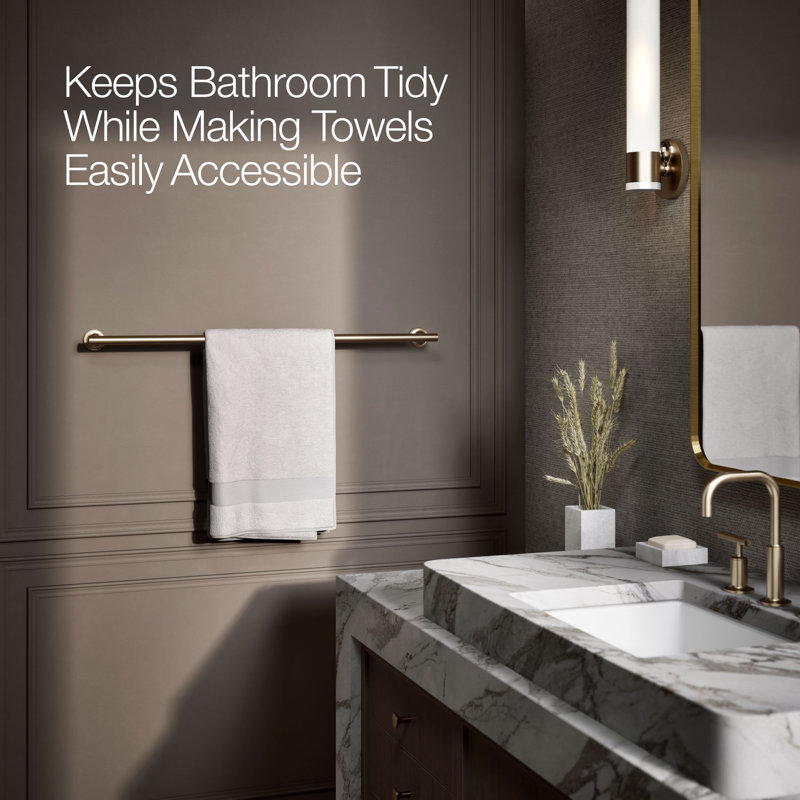 Purist 30" Wall Mounted Towel Bar, Vibrant Brushed Bronze, 1.88" H x 30" L x 3.25" D