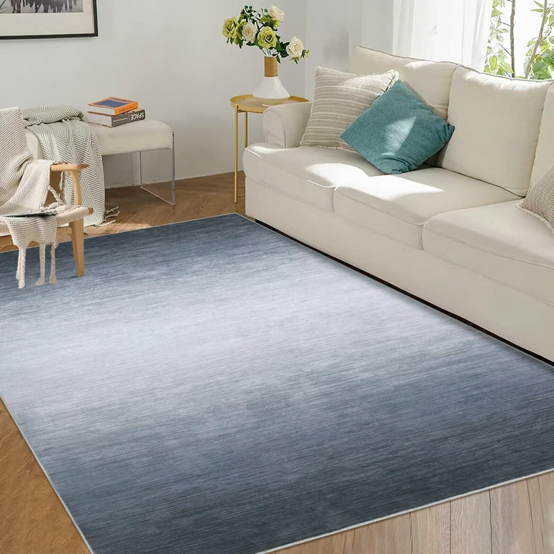 Tapis moderne antidérapant lavable à la machine, Rectangle 9 pi x 12 pi