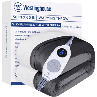 Heated Throw Blanket, Electric Blanket Throw with 6 Heating Levels and 2-10 Hours Time Settings, Flannel to Sherpa Super Cozy Heated Blanket Machine W -  INKEDZ, B09F6FTL420001