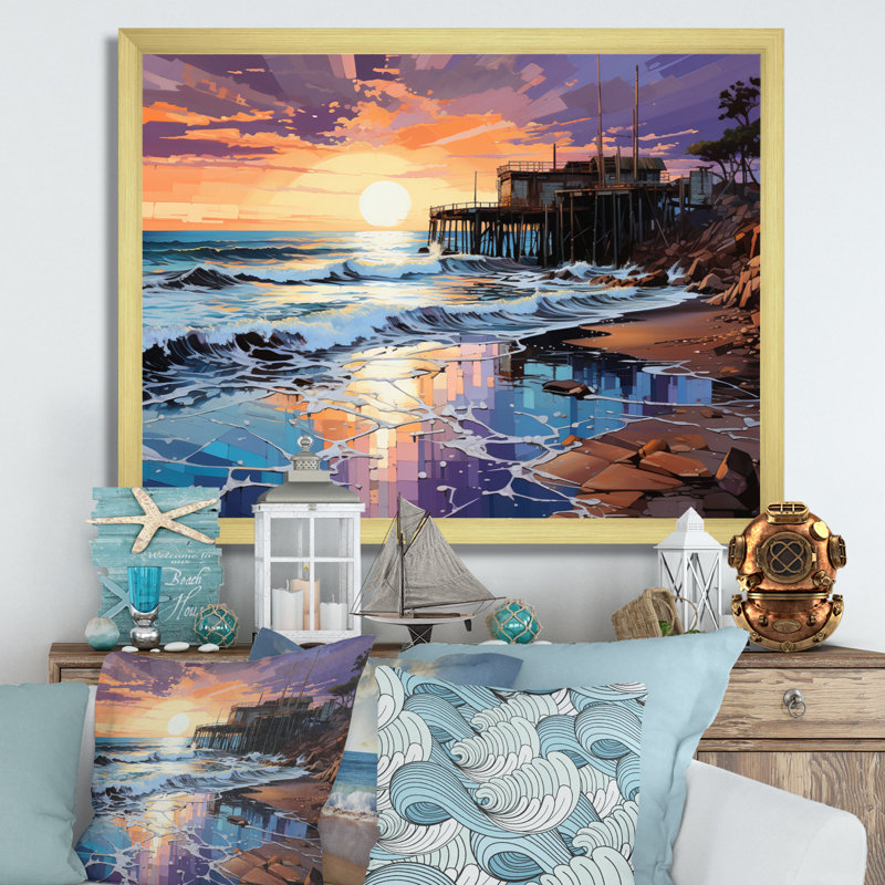 «Coastalpier Pier Perspect Pastoral II», reproduction sur toile, 24" H x 32" W x 1" D, Cadre photo noir