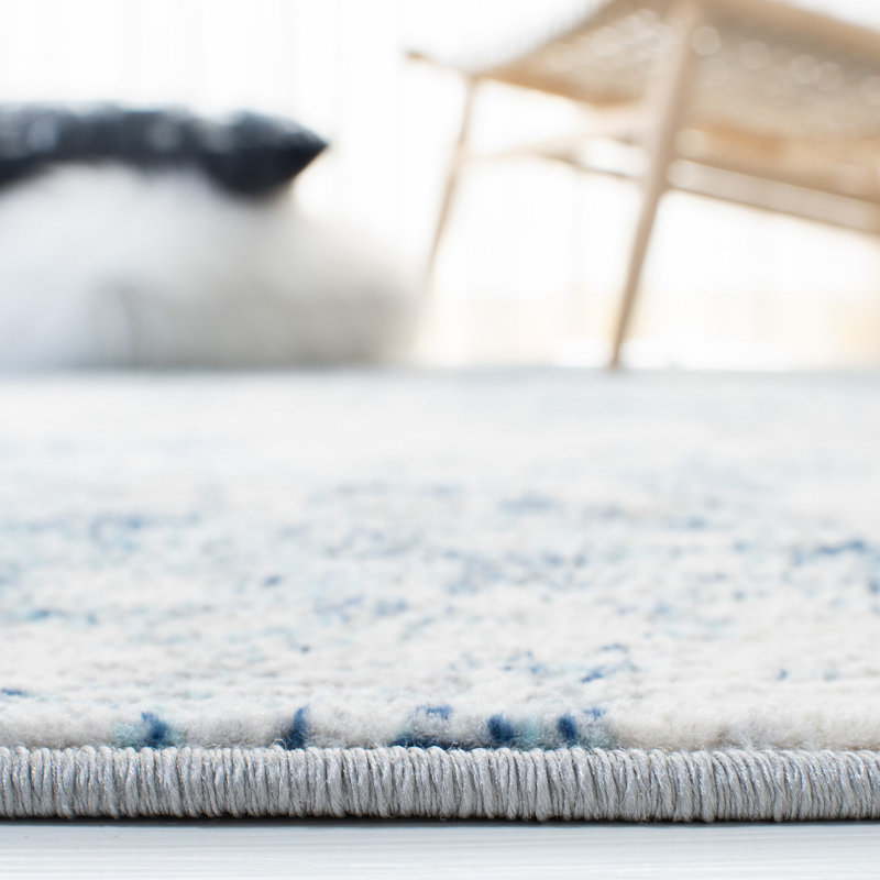 N'Keal Performance Abstract Rug, Square 4', Navy/Ivory