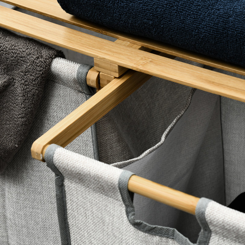 Panier à linge à 2 sections avec sacs de 10,7 gallons, doublures amovibles pour tracas - sections de panier, gallons chacune, tri quotidien approprié