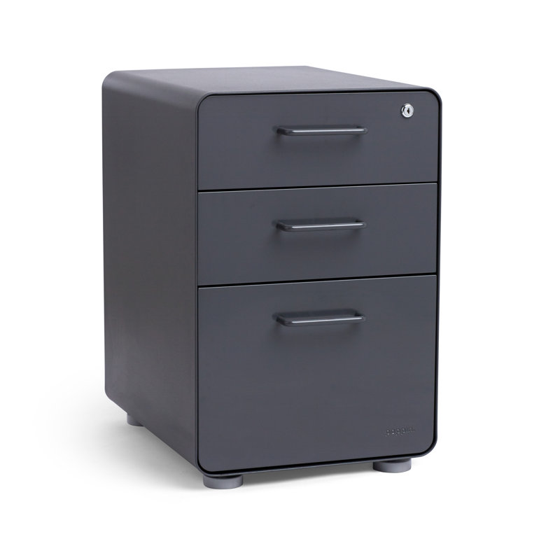  Stow 3-Drawer File Cabinet, Without Caster, Charcoal, Without Caster