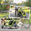 Remorque de vélo pour chien 2 en 1 avec auvent, suspension, attelage universel pour vélo, réflecteurs et drapeau, verte