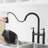 Pull Down Bridge Kitchen Faucet, 3 Hole 8 Inch Double Handle Kitchen Sink Faucet-125337659