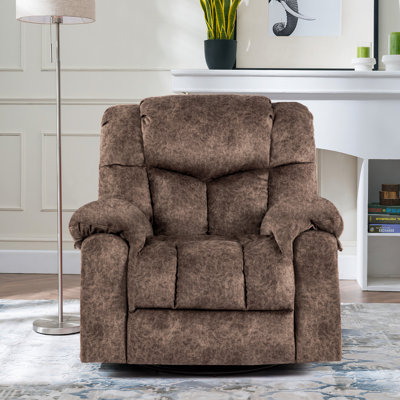High-Softness Velvet Manual Swivel Rocker Recliner Chair With Massage and Heat