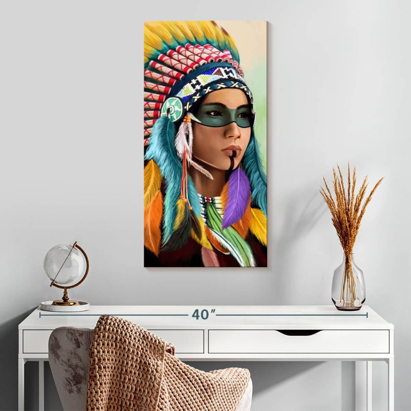 Coiffe féminine indienne, H 30 po x l 15 po