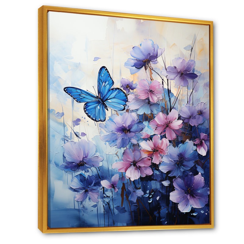 «Sapphire Blue Hues» capture le vol délicat - impressions sur toile papillon, H 40 po x l 30 po x P 1,5 po