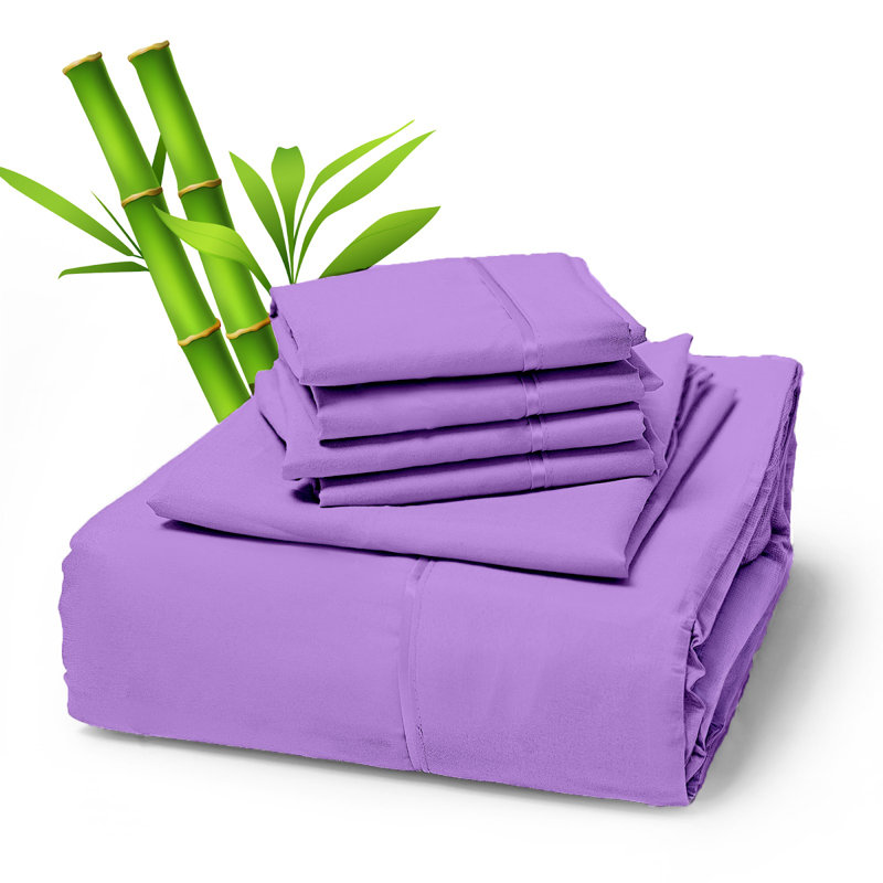 Premium Rayon From Bamboo Blend Sheet Set With Deep Pockets, Cooling and Breathable, Lavender